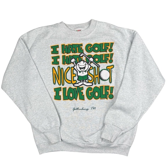 Fruit of the Loom Other - Vintage 1996 Funny Golf Sweatshirt I Hate‎ Love Golf Gatlinburg TN L